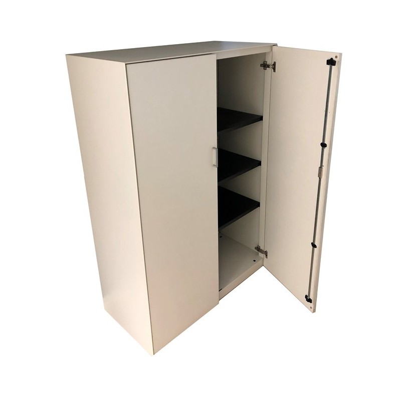 Armario 150x100x49 cm. 3 estantes metálicos puertas melamina blanca/cuerpo Blanco